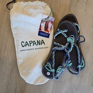 Capana Women's Braided Sandals - Black and Blue